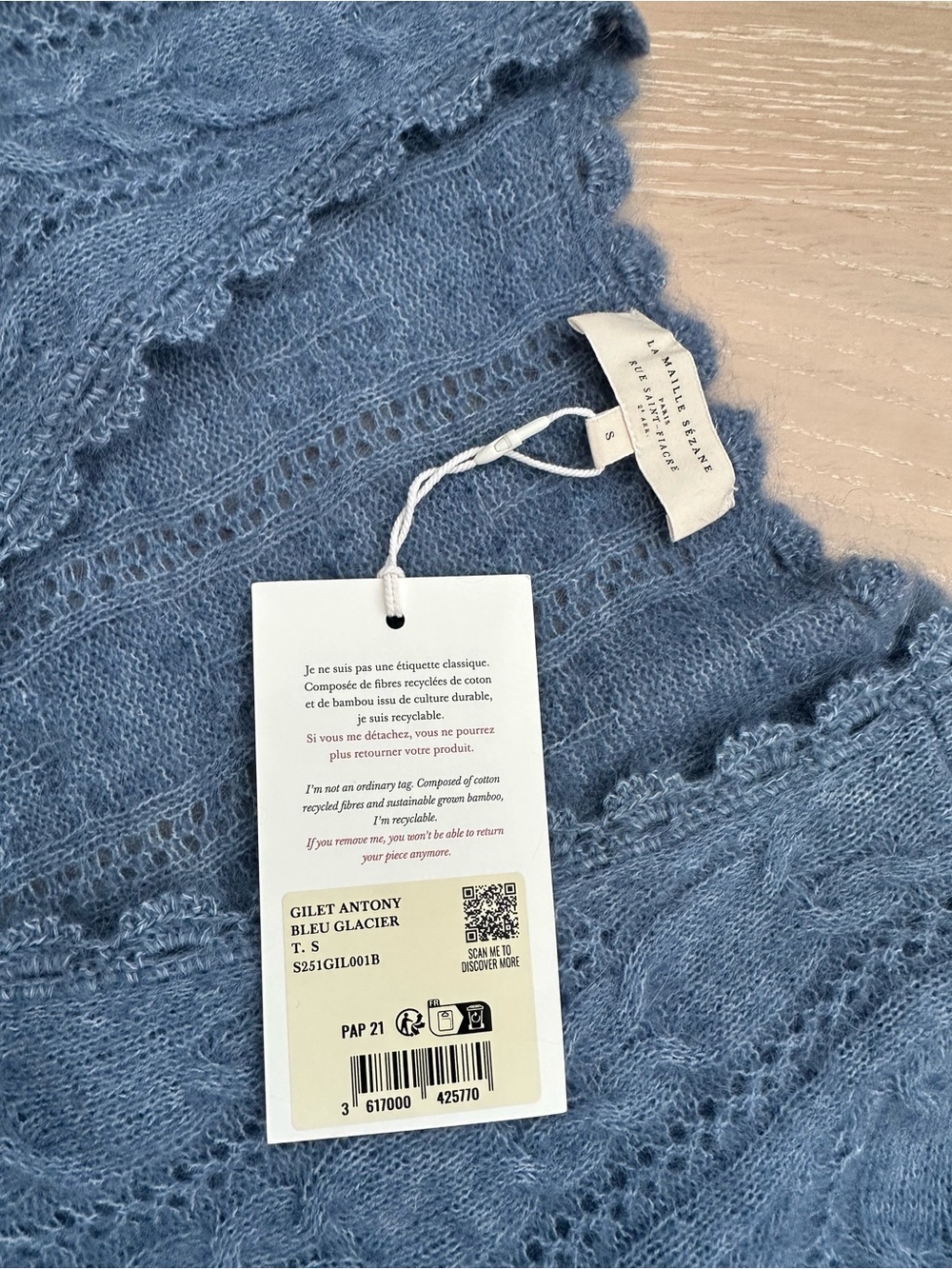 Sezane Antony Cardigan (S) - Ice Blue - Picture 5 of 6